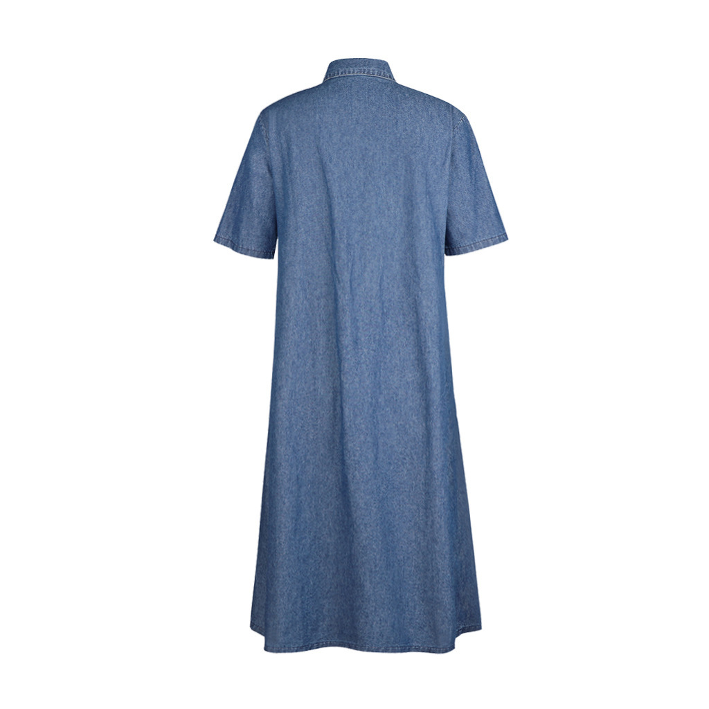 einfarbiges, einreihiges Jeanskleid