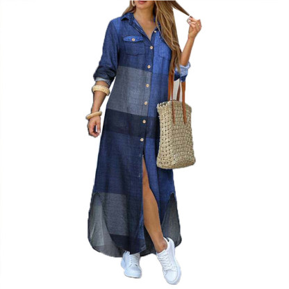 Einreihiges, locker sitzendes Kleid mit Kragen