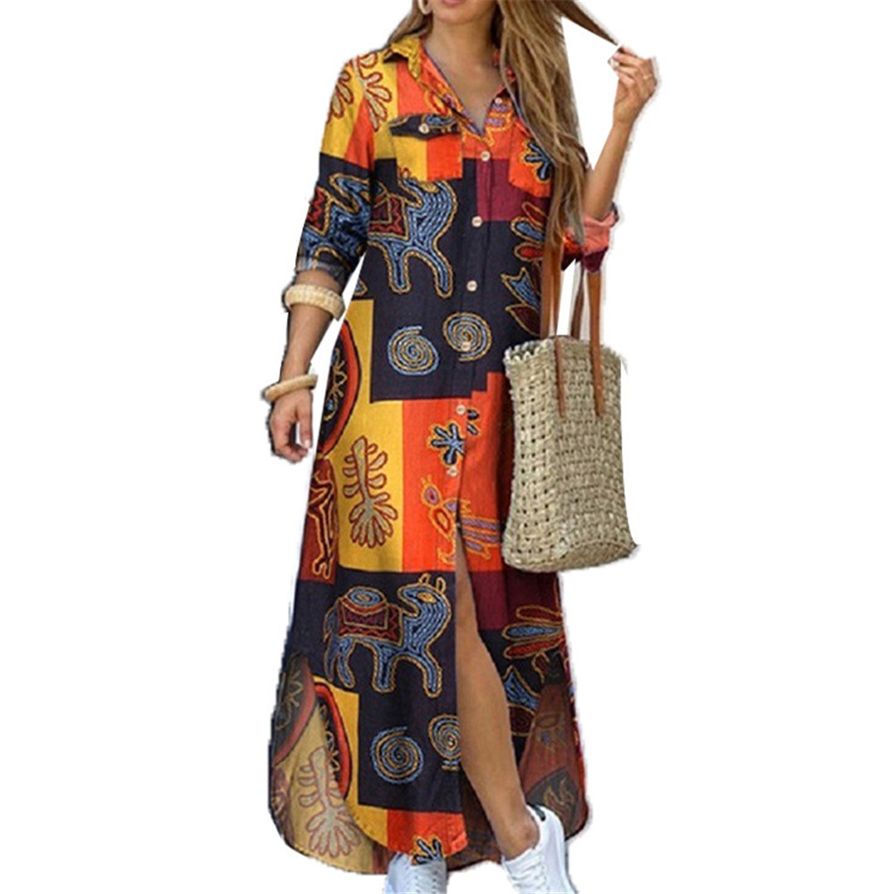 Einreihiges, locker sitzendes Kleid mit Kragen