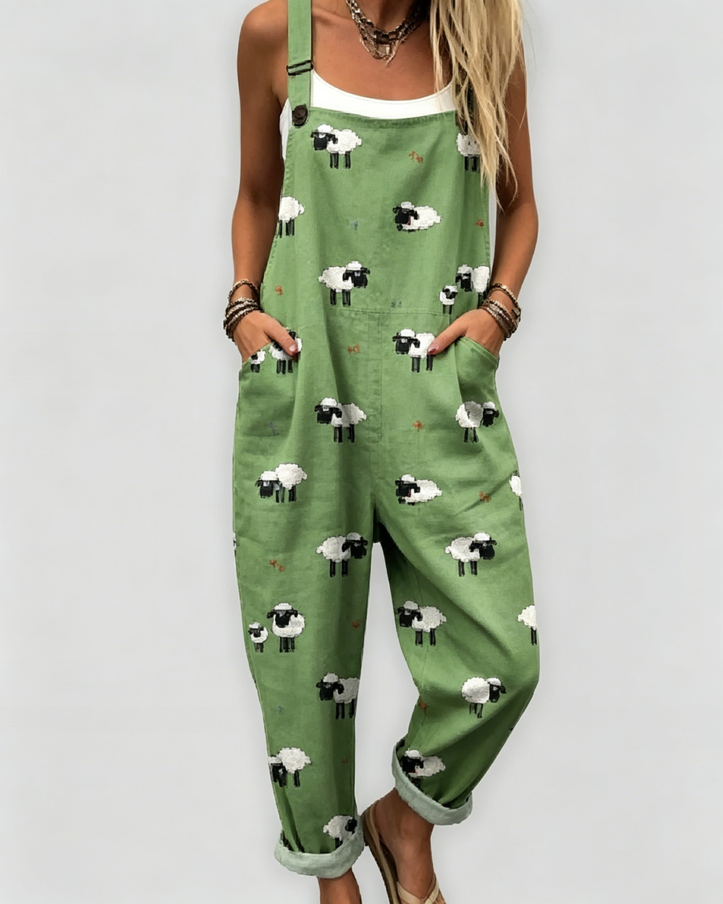 Bedruckte Loose-Overalls | Lässiger ärmelloser Damen-Jumpsuit