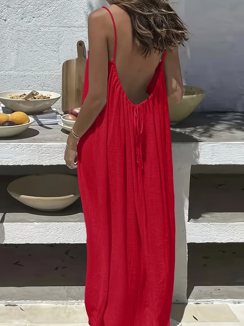 Spaghettiträger-Kleid mit offenem Rücken und lockerer Passform