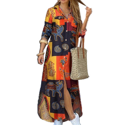 Einreihiges, locker sitzendes Kleid mit Kragen