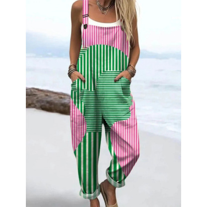 Bedruckte Loose-Overalls | Lässiger ärmelloser Damen-Jumpsuit