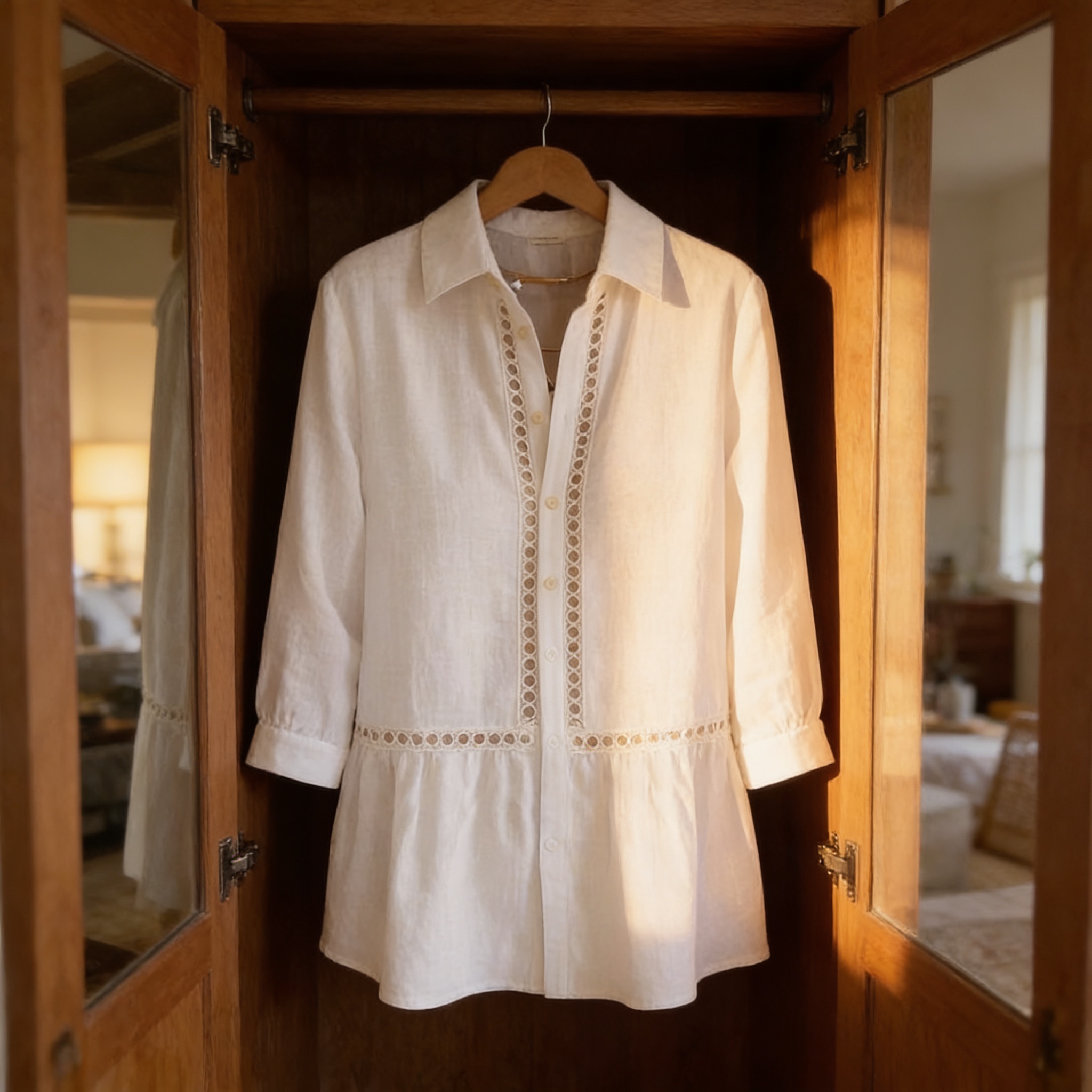 Blouse highlighting the comfortable 3/4 sleeve length