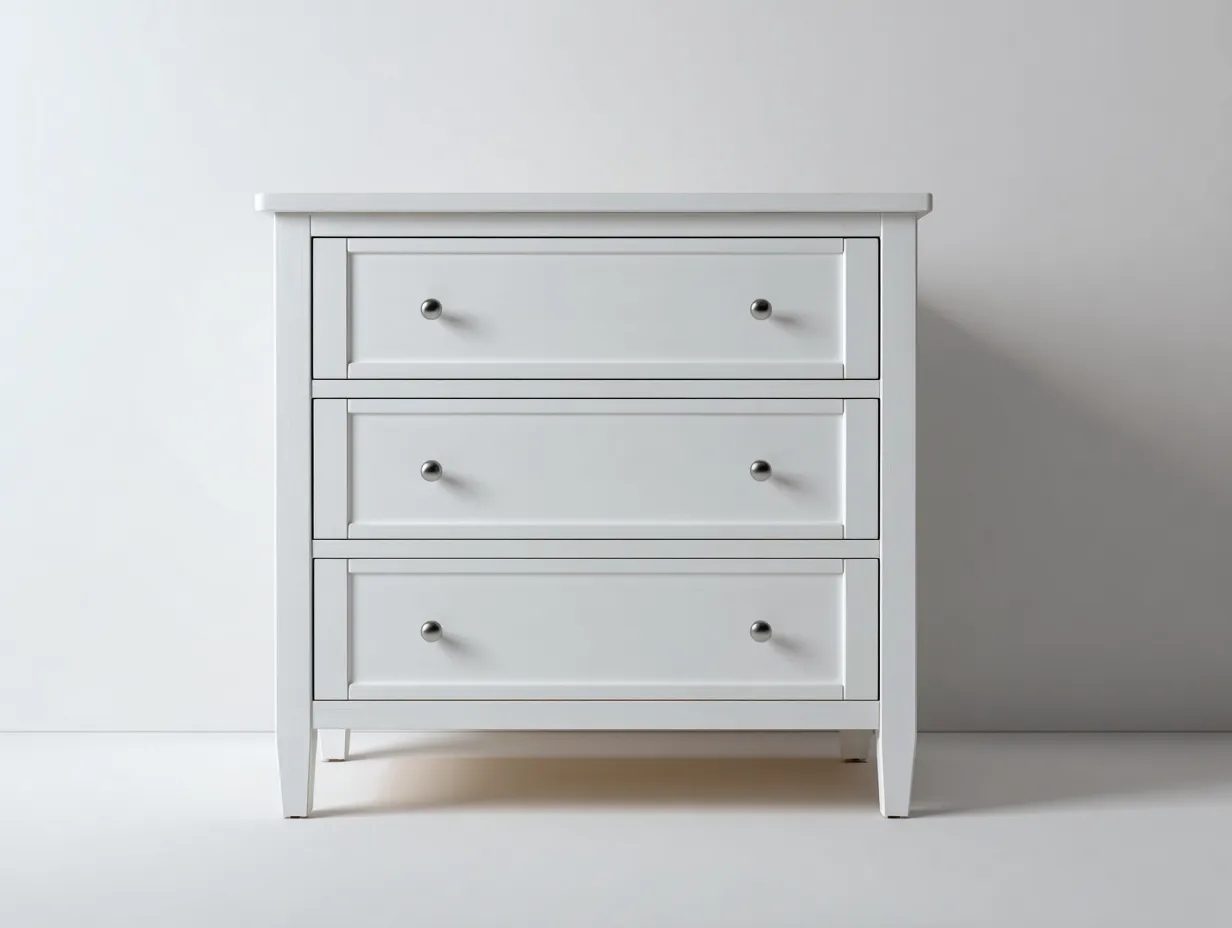 Cassettiera - legno-MDF - 91x42x87 cm - bianco - stile classico-Dengetly