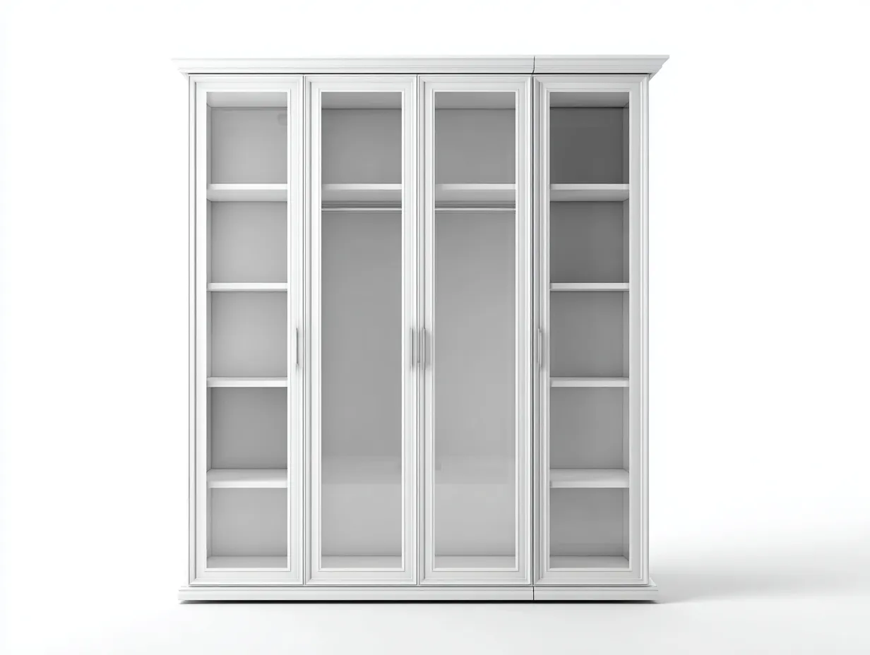 Armadio - Legno-Vetro-MDF - 236x61x220 cm - Bianco - Stile moderno-Dengetly