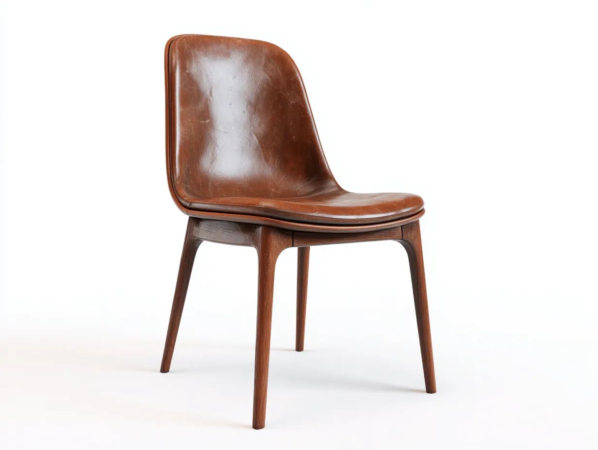 Sedia da pranzo - ecopelle-legno - 54x56x82 cm - marrone - stile nordico moderno-Dengetly