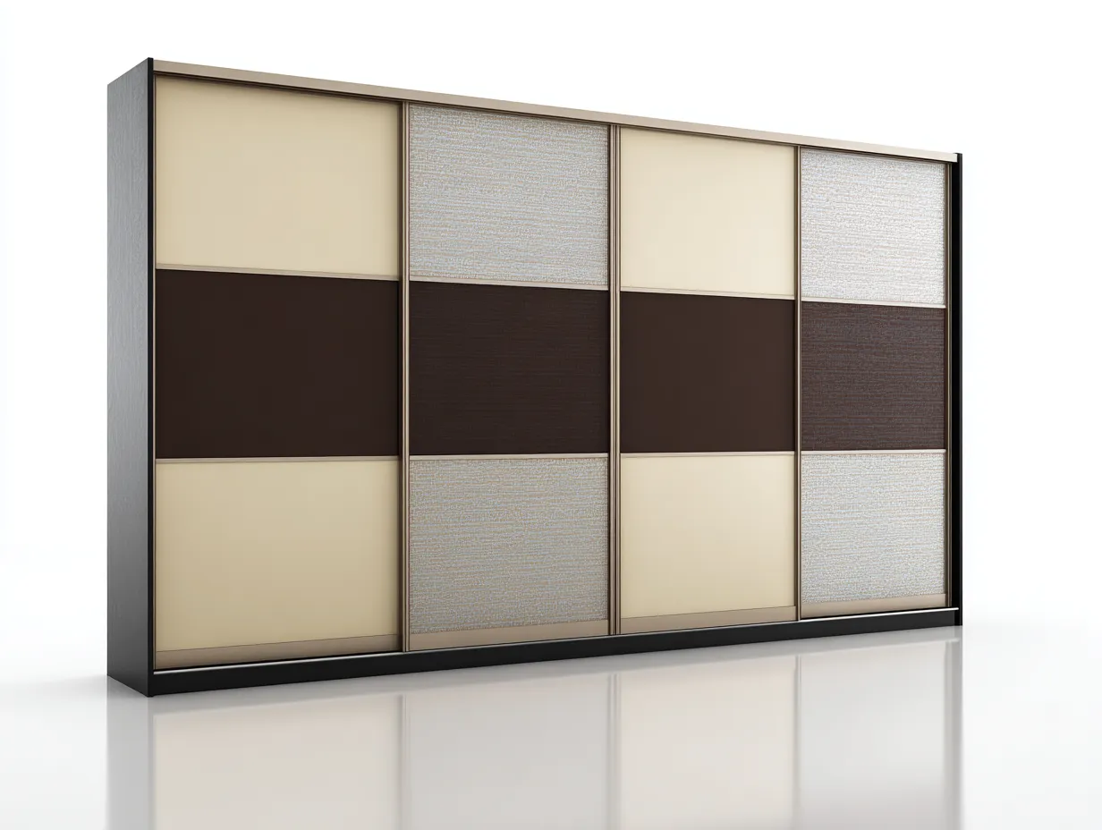 Armadio - Legno-MDF-Metallo - 302x66x218 cm - Beige-Marrone - Stile moderno-Dengetly