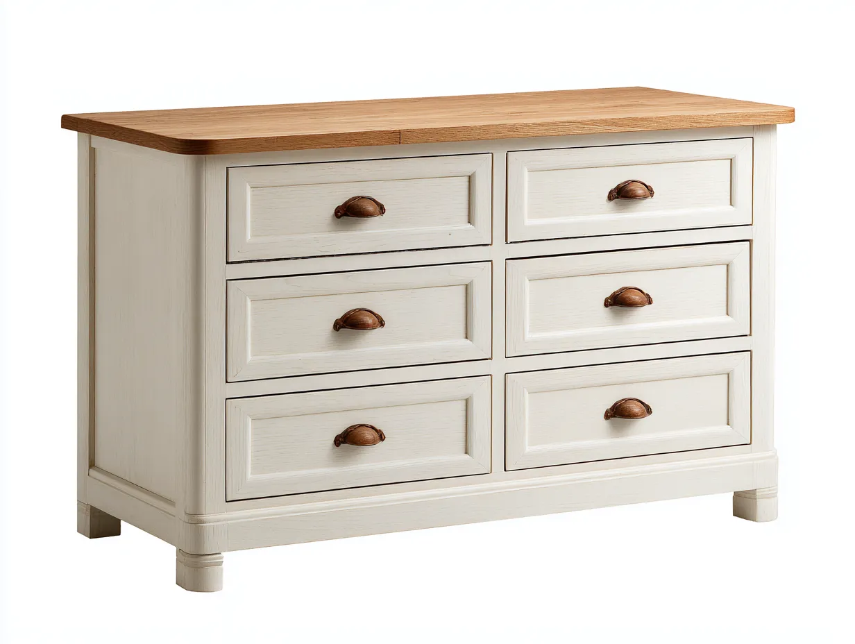 Cassettiera - legno-MDF - 118x39x82 cm - bianco-marrone - stile classico-Dengetly