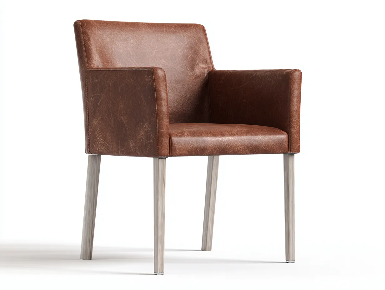 Sedia da pranzo - ecopelle-metallo - 61x58x83 cm - marrone - stile moderno elegante-Dengetly