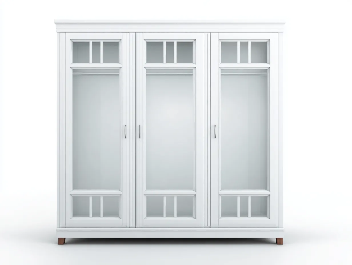 Armadio - Legno-Vetro-MDF - 228x60x215 cm - Bianco - Stile moderno-Dengetly