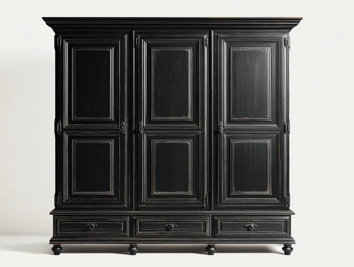 Armadio - Legno-MDF - 214x63x222 cm - Nero - Stile classico-Dengetly