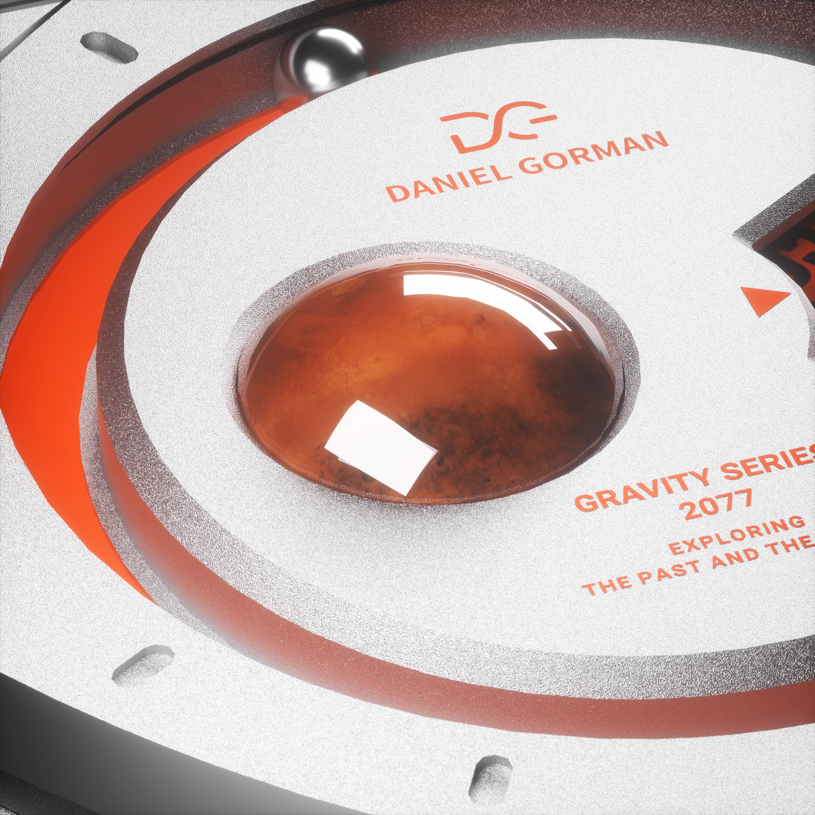 Gravity Series 2077 futuristic quartz watch with silicone strap and orbital design DG0132