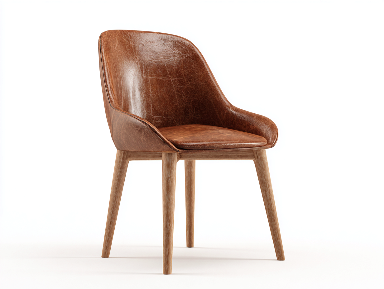 Chaise de salle à manger en cuir avec accoudoirs 58x55x83 cm - marron - design contemporain avec pieds en bois-Pinemybase