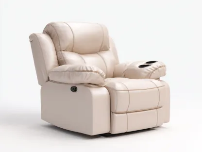 Fauteuil relax en cuir 98x96x102 cm - beige clair - confort inclinable avec accoudoir fonctionnel pour salon-Pinemybase