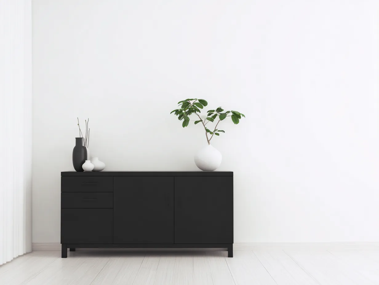 Meuble d'entrée en bois 140x40x80 cm - Noir - Rangement intérieur - Style contemporain-Pinemybase