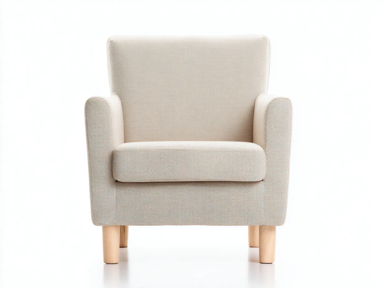 Fauteuil - tissu-bois - 83x77x90 cm - beige-bois clair - style classique épuré-Pinemybase
