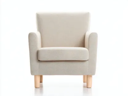 Fauteuil - tissu-bois - 83x77x90 cm - beige-bois clair - style classique épuré-Pinemybase