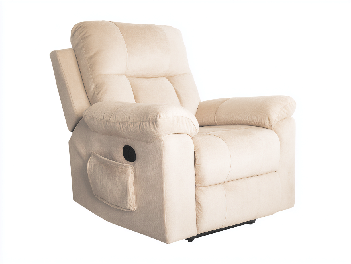 Fauteuil relax tissu 90x95x105 cm - beige clair - relaxation confortable pour salon intérieur-Pinemybase