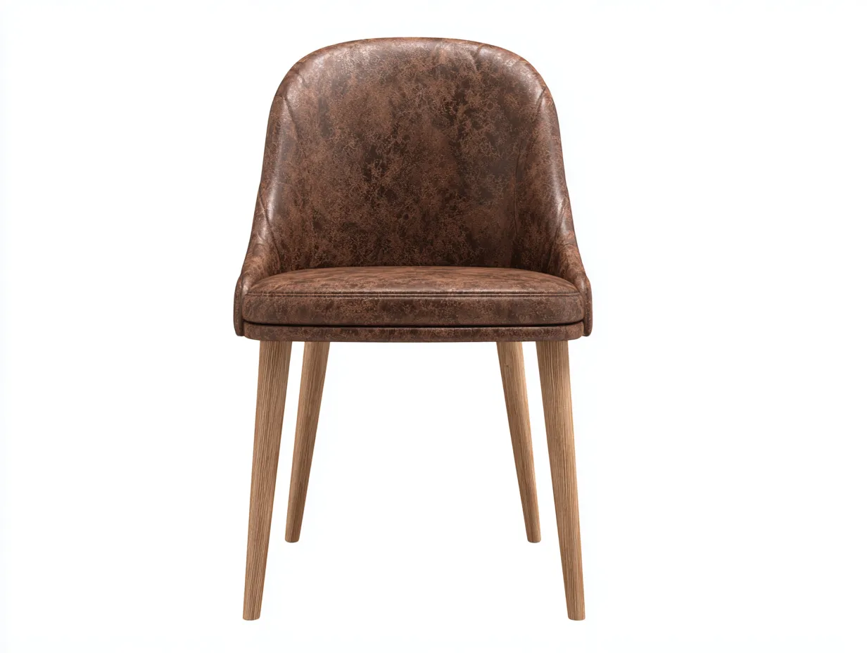 Chaise de salle à manger en revêtement aspect cuir 49x56x83 cm - marron - assise rembourrée au style chaleureux-Pinemybase