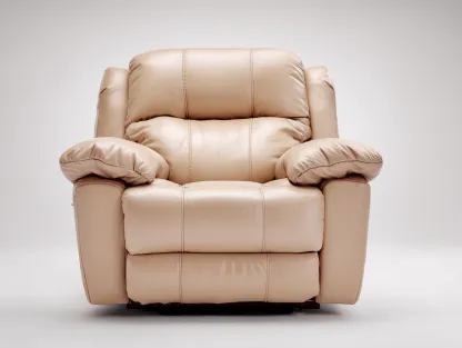 Fauteuil relax en cuir 95x90x105 cm pour salon - coloris beige - style confortable-Pinemybase