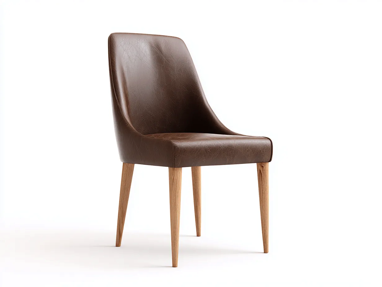 Chaise de salle à manger-cuir synthétique-bois-52 x 46 x 80 cm-marron-style moderne-Pinemybase
