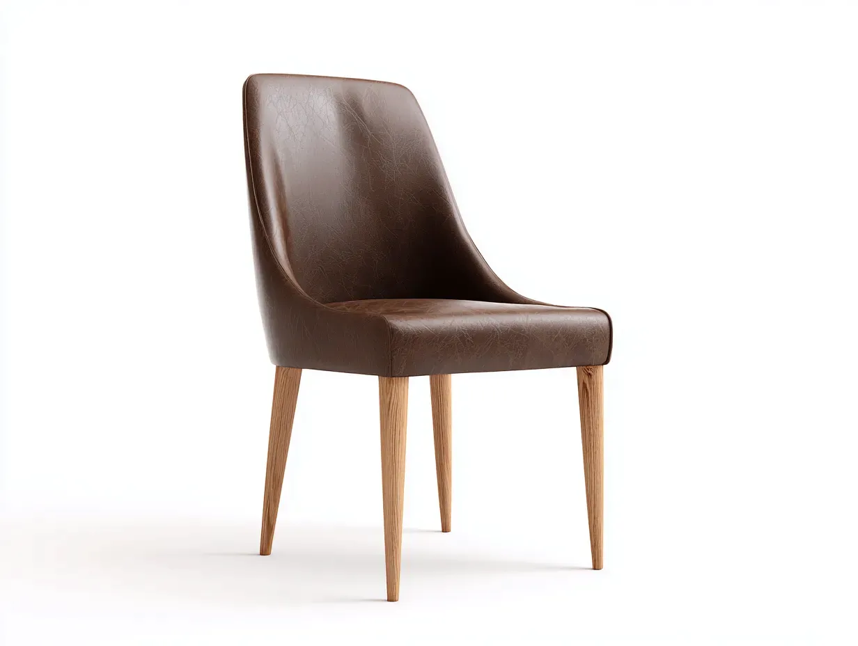 Chaise de salle à manger-cuir synthétique-bois-52 x 46 x 80 cm-marron-style moderne-Pinemybase