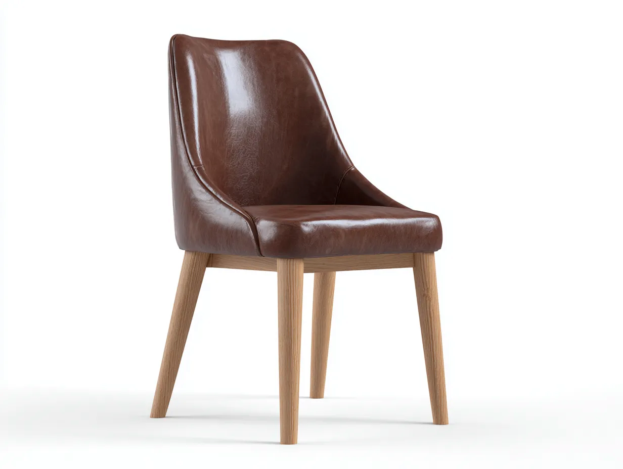 Chaise de salle à manger-cuir synthétique-bois-54 x 48 x 83 cm-marron-style moderne-Pinemybase