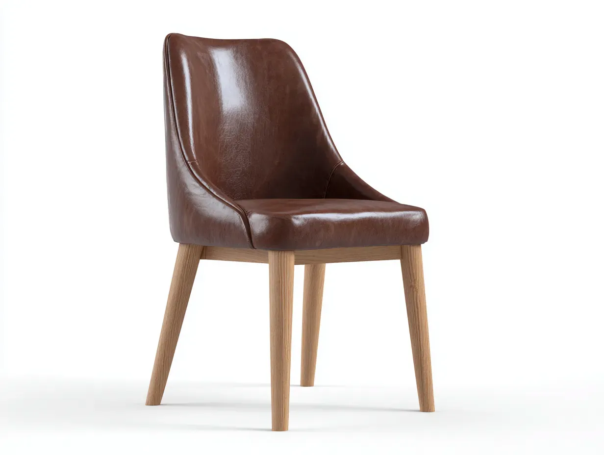Chaise de salle à manger-cuir synthétique-bois-54 x 48 x 83 cm-marron-style moderne-Pinemybase