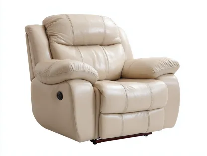 Fauteuil relax en cuir 92x96x102 cm - beige - confort inclinable pour salon-Pinemybase