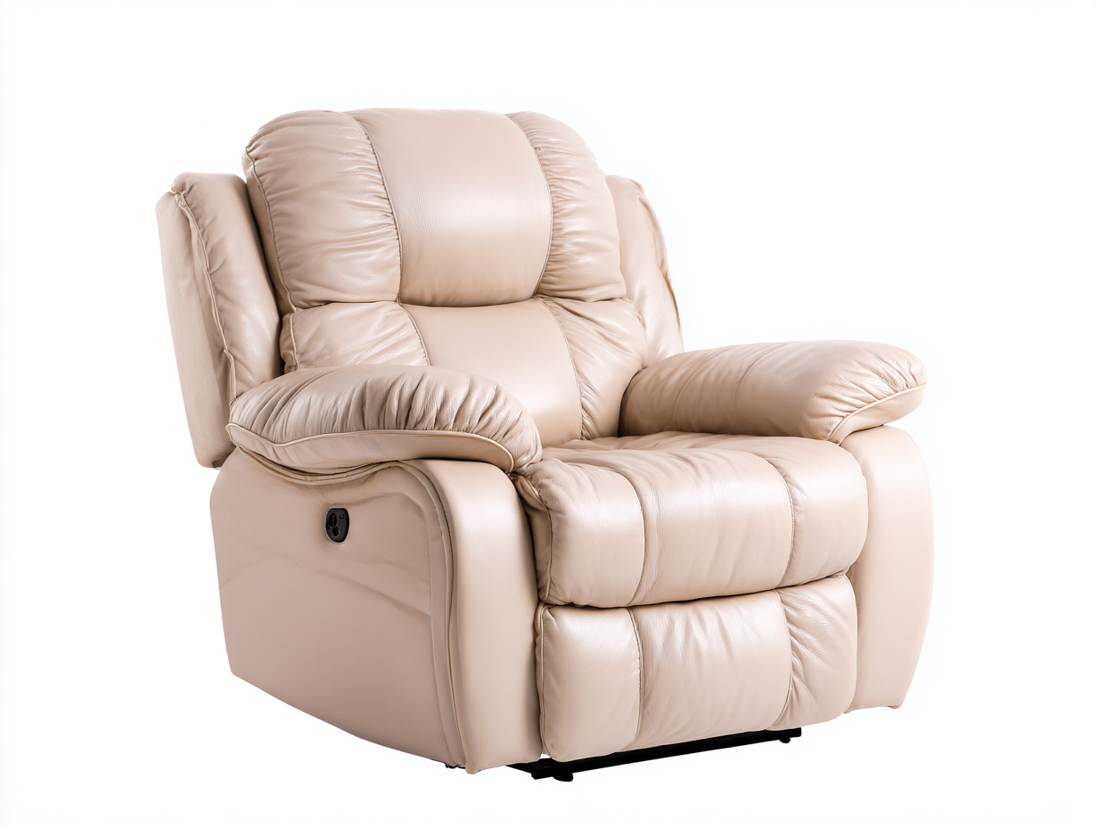 Fauteuil relax en cuir 95x95x105 cm - beige - style confortable pour salon-Pinemybase
