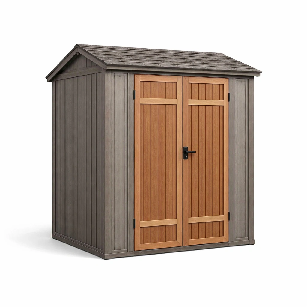 Capanno per esterno in legno e resina 185x152x226 cm