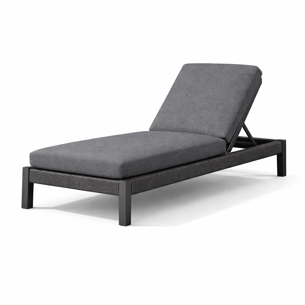 Sdraio in alluminio con cuscino in poliestere grigio