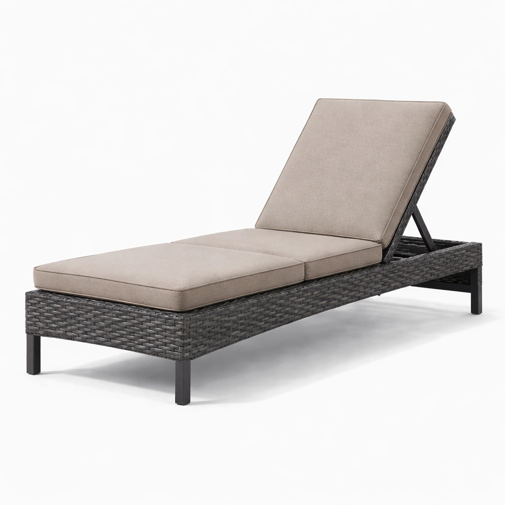 Sdraio in rattan sintetico con cuscini in poliestere