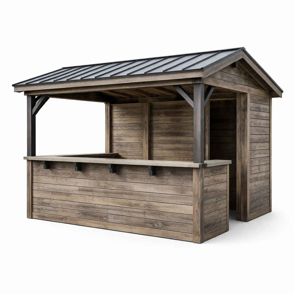 Padiglione bar in legno di pino e acciaio zincato 300x200x250 cm