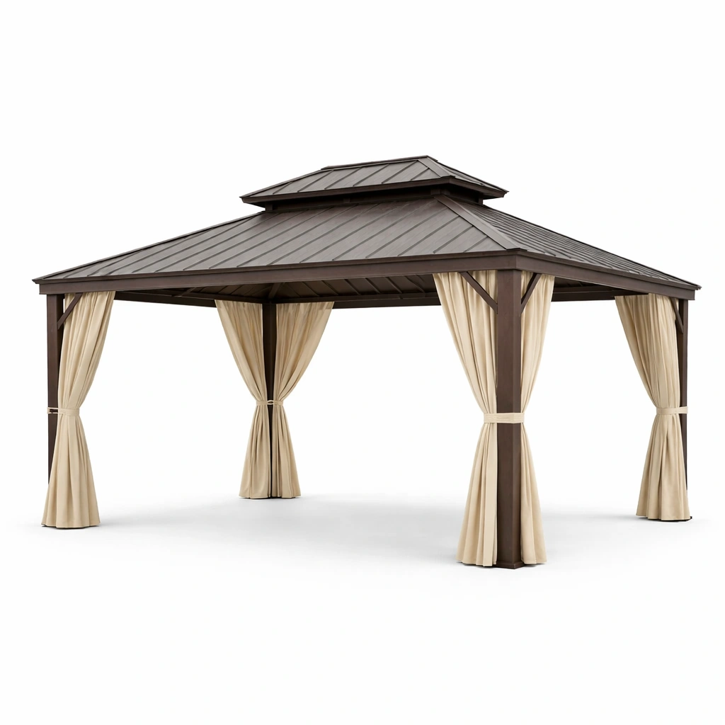 Gazebo in metallo marrone crema