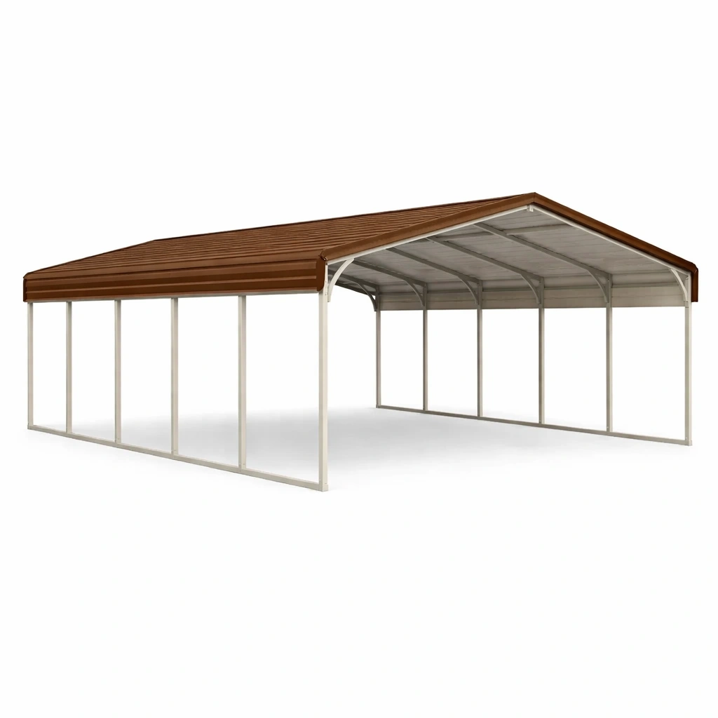 Carport in acciaio zincato marrone 600x300x210 cm