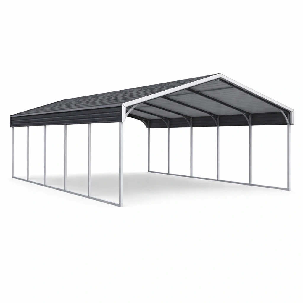 Carport in metallo policarbonato grigio