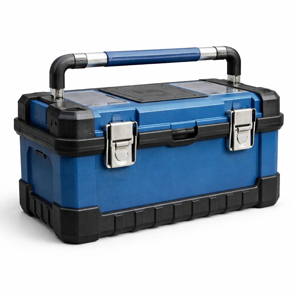 Cassetta degli attrezzi rettangolare in polipropilene blu 52x28x25 cm