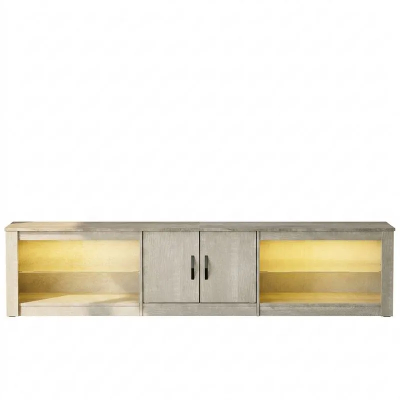 TV-Schrank Holzspanplatte Melamin Grau mit LED