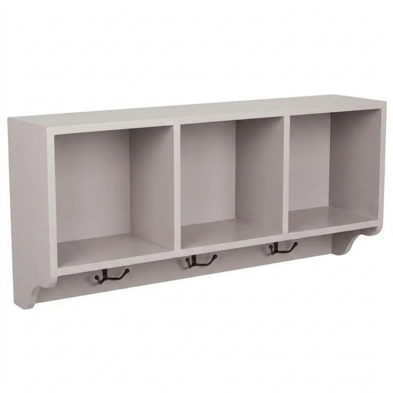 Wandregal mit 3 Ablagefächern MDF Grau