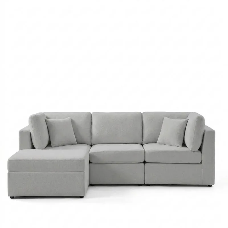 Ecksofa Leinen Hellgrau L-Form