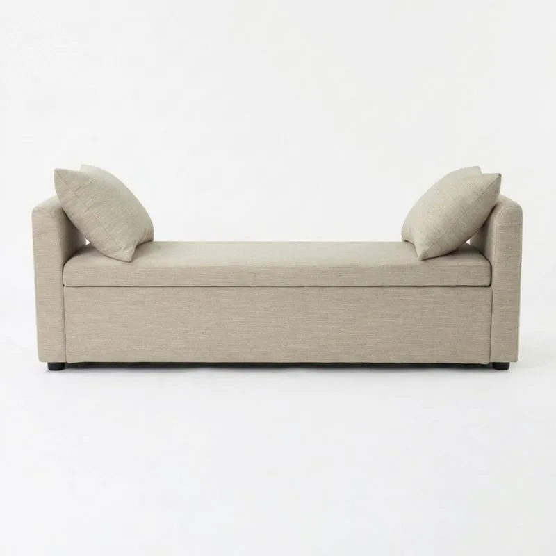 Beiges Polyester-Tagesbett mit Stauraum und Kissen