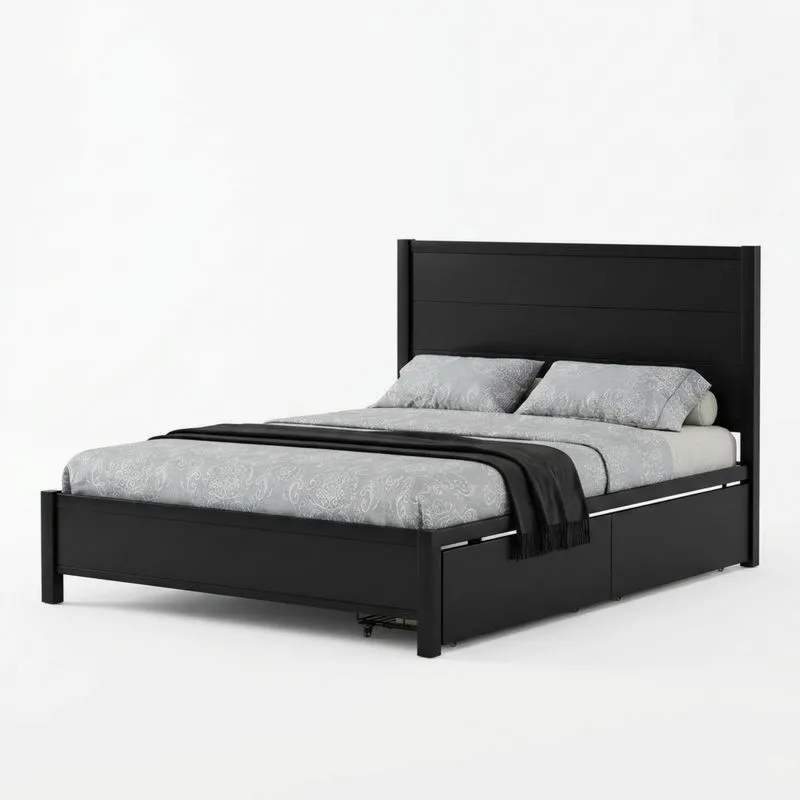 Doppelbett MDF Stahl Schwarz