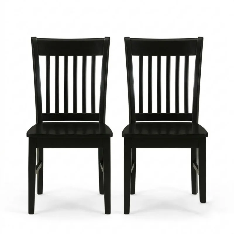 Esszimmerstuhl-Set aus Massivholz (2-teilig) – Schwarz