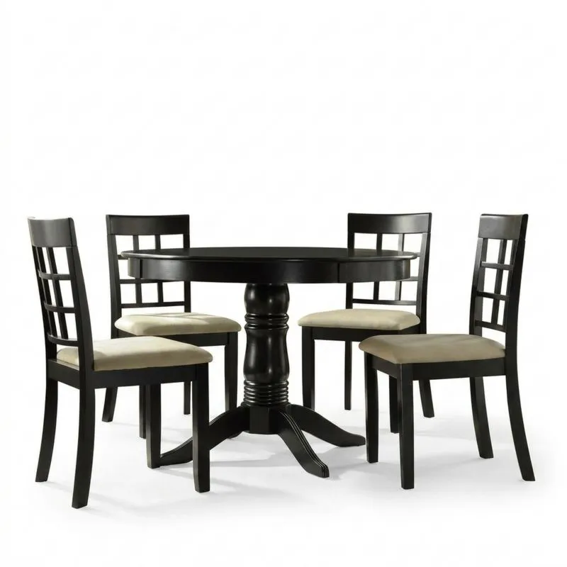 Rundes Esszimmer-Set aus Schwarznussbaum