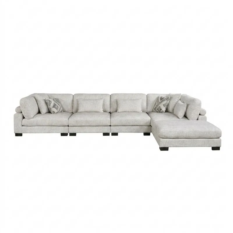 Hellgraues L-förmiges Ecksofa aus Polyester