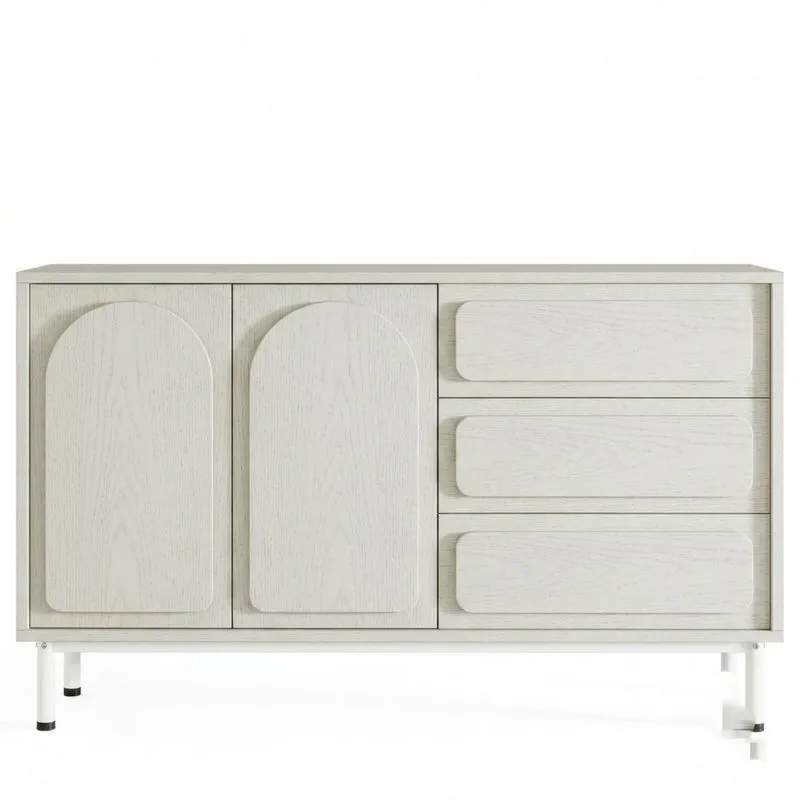 Sideboard MDF mit Eichefurnier Weiß