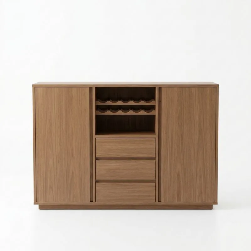 Eichenholz Sideboard mit Glashalterungen und Schubladen