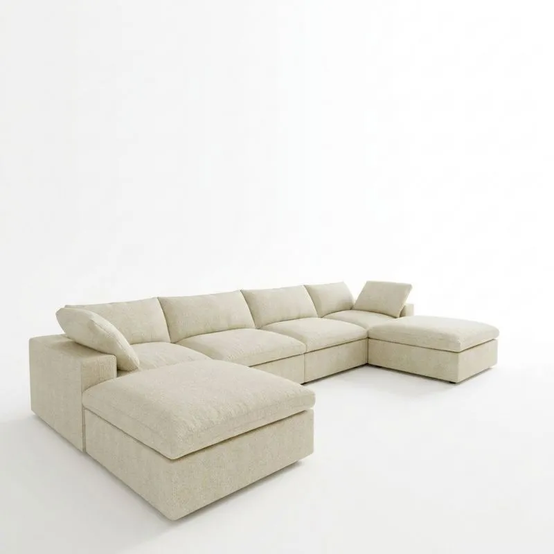 Ecksofa mit Massivholzrahmen und Polyesterbezug – Beige